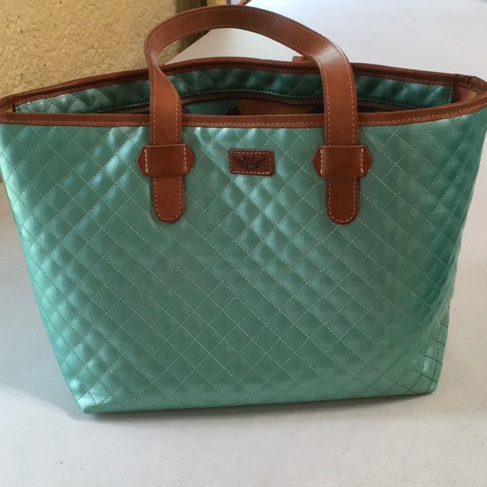 Consuela Quilted Green Tote Bag